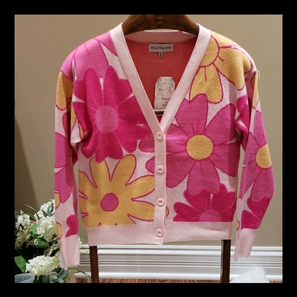 Nwt Willow & Wind medium sweater pink with yellow - Picture 15 of 15